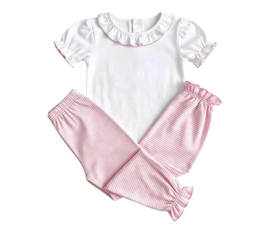 Pink Stripe Bubble Pant Set