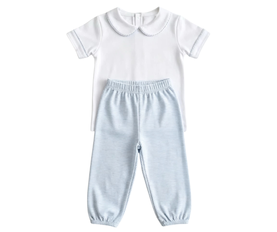 Blue Stripe Bubble Pant Set
