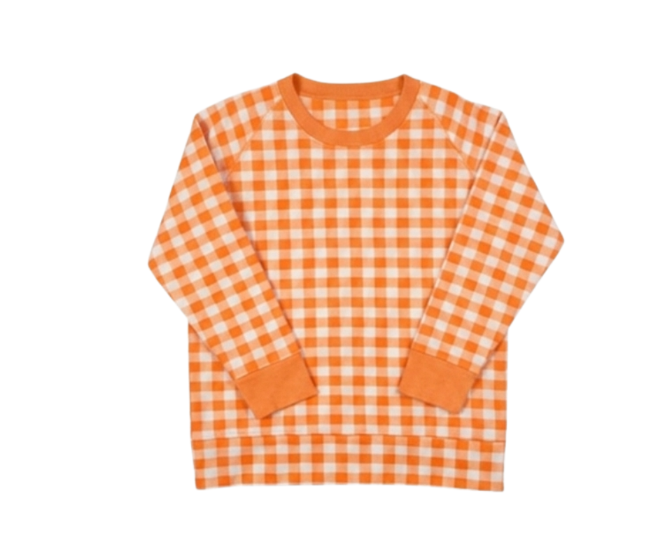 Orange Gingham Pullover