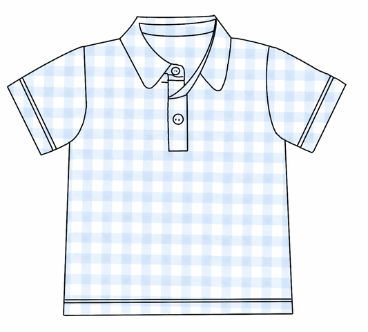 PO 3: Carolina Blue Gingham Boys Polo