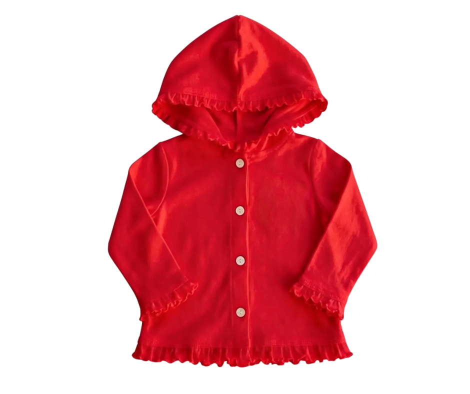 Hooded Ruffle Button Cardigan