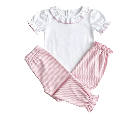 Pink Stripe Bubble Pant Set
