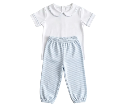 Blue Stripe Bubble Pant Set