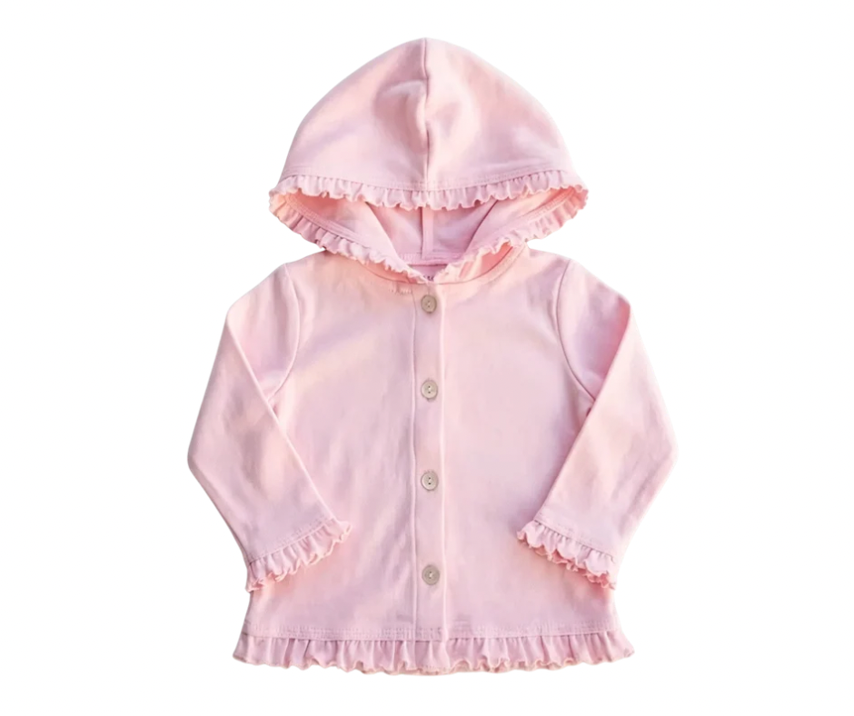 Hooded Ruffle Button Cardigan
