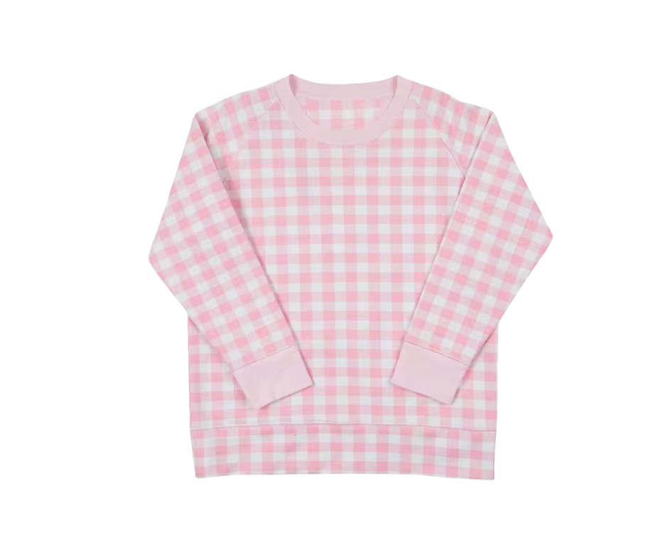 Pink Gingham Pullover