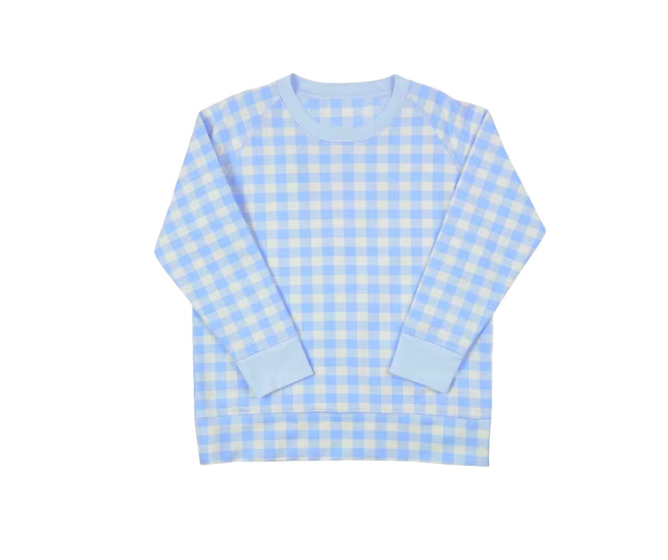 Blue Gingham Pullover