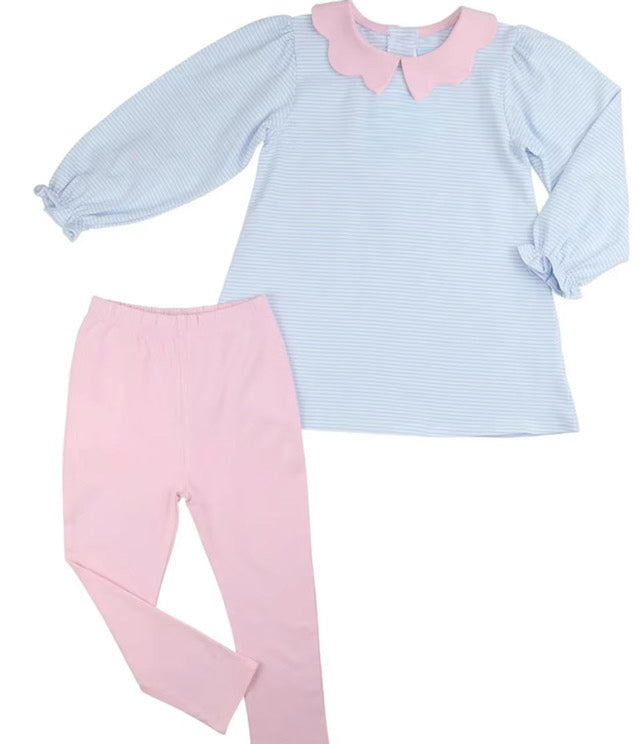 Blue & Pink Striped Pant set